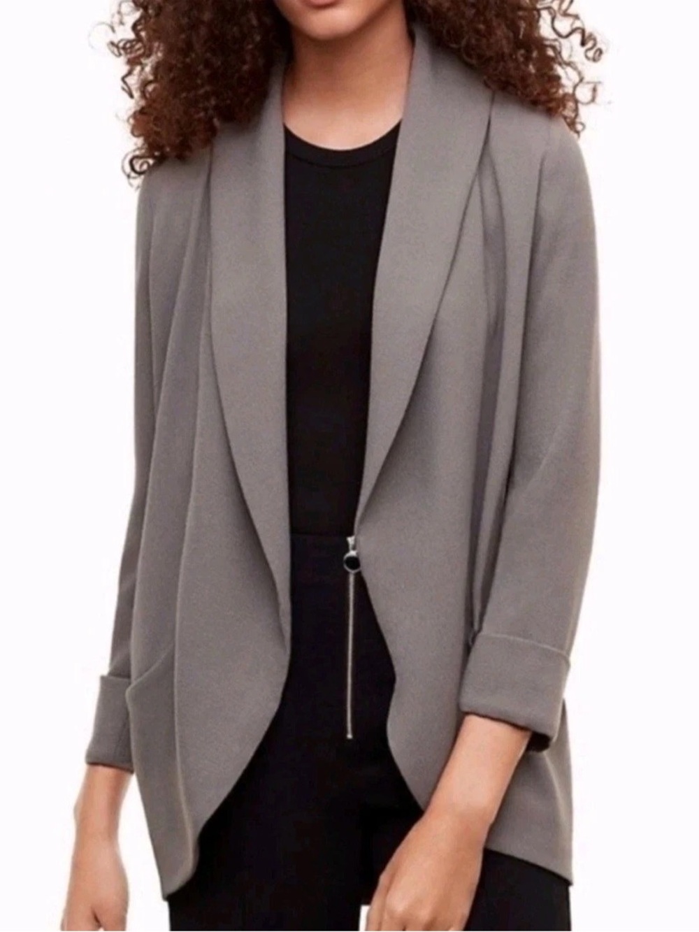 Aritzia Wilfred 8 North Blazer charcoal grey oversized medium office pockets